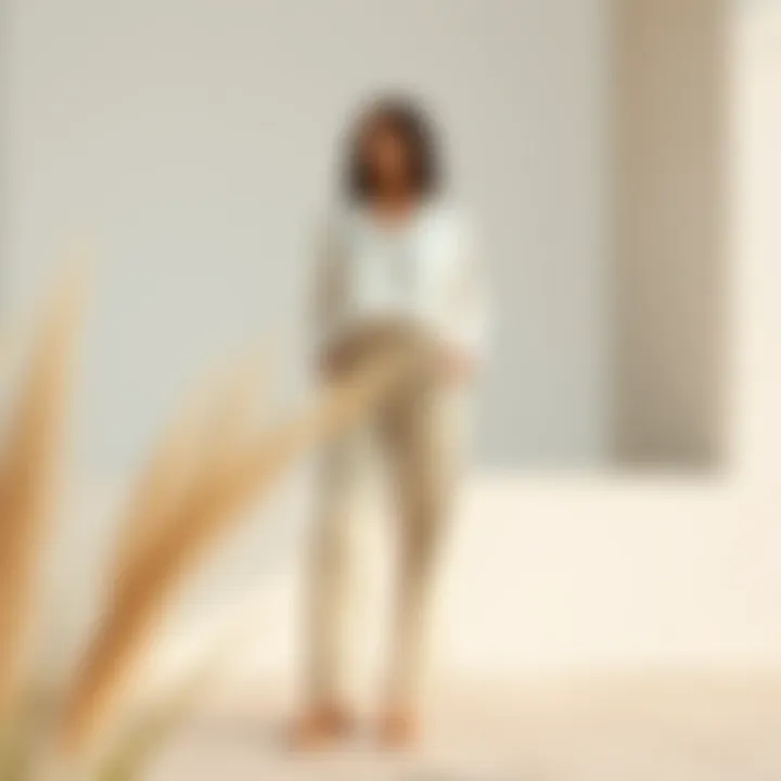 Chic Ensemble: Styling Simple Linen Pants Stylishly paired linen pants with a chic top against a minimalist backdrop