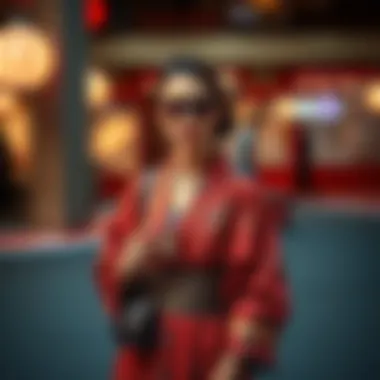 Stylish Ensemble with a Glitter Kimono A beautifully styled outfit featuring a glitter kimono, complemented by accessories that enhance its allure.