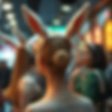 A stylish display of bunny ear hairbands in different styling options, perfect for various occasions.