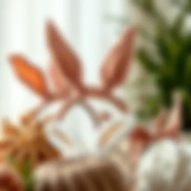 An array of bunny ear hairbands made from various sustainable materials, emphasizing eco-friendly choices.