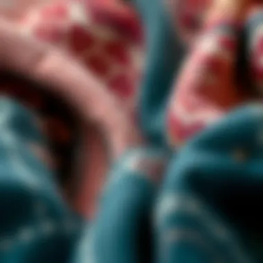 A close-up of fabric textures used in photo collage tapestry creation