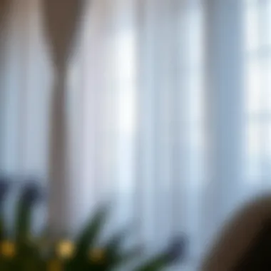 Close-up of sheer curtains with integrated lighting for a soft glow