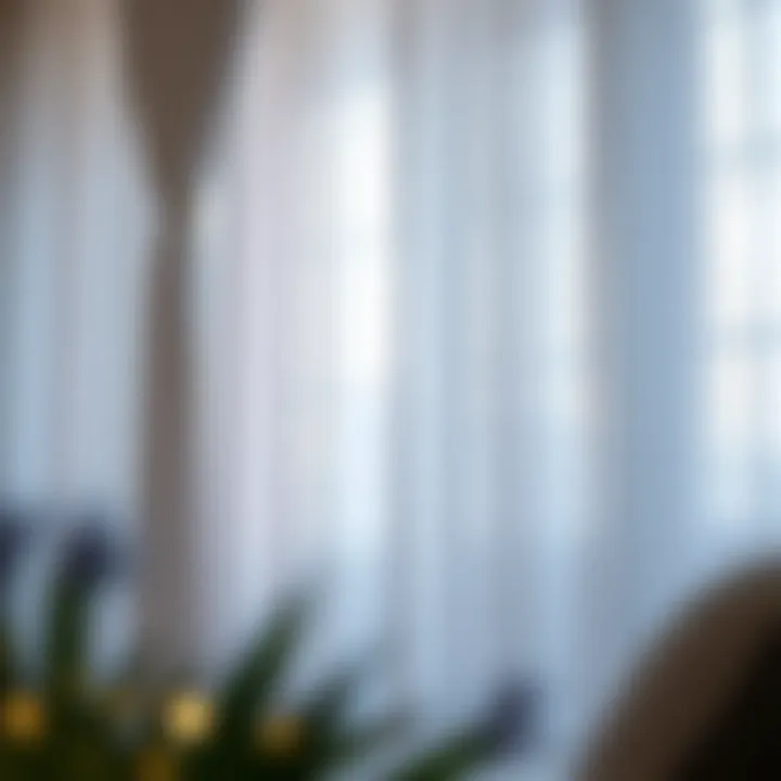 Close-up of sheer curtains with integrated lighting for a soft glow