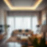 Elegant sheer curtain lights enhancing a modern living room