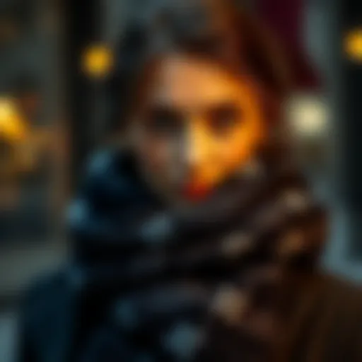 Luxurious touch of a black scarf