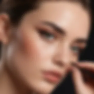 An illustration showcasing the application technique of ash color eyebrow pencil on a model's brows.