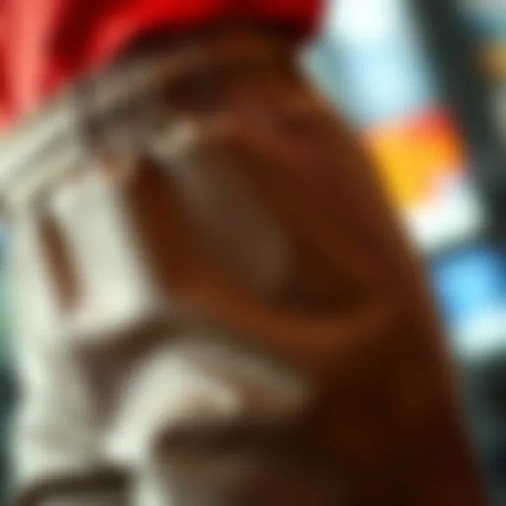 Close-up of Fabric Texture Close-up of the fabric texture of elastic waist uniform pants