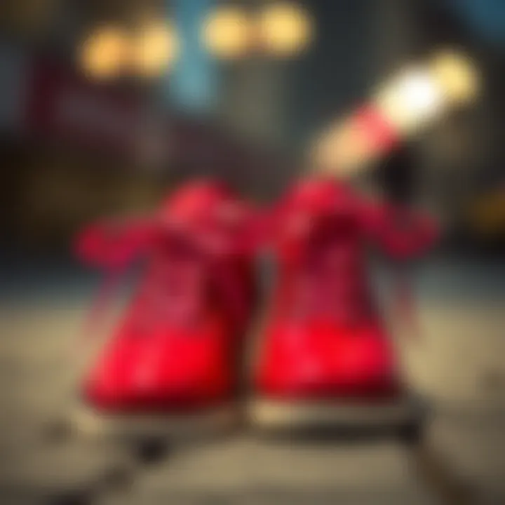 A stylish pair of shoes adorned with vibrant ribbon laces, demonstrating their fashion impact.