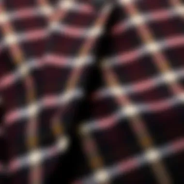 Close-up of the fabric texture of a plaid blazer