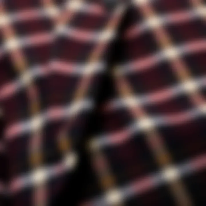Close-up of the fabric texture of a plaid blazer