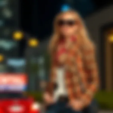 A chic pairing of plaid blazer with complementary accessories