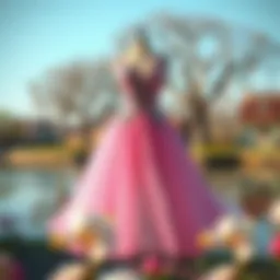 Graceful display of ballet style dress in a serene environment