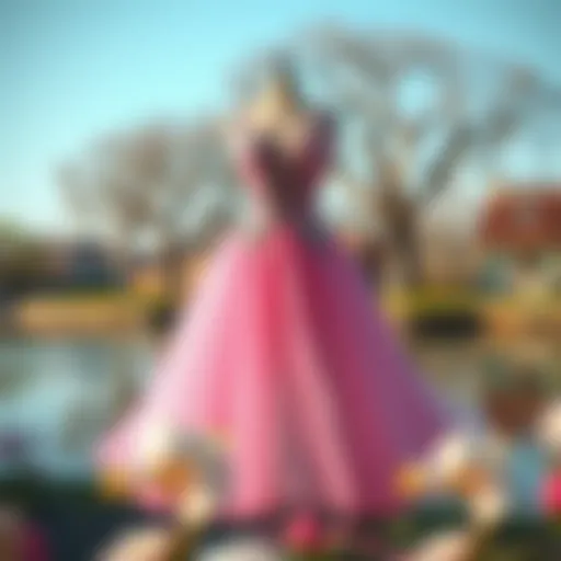 Graceful display of ballet style dress in a serene environment