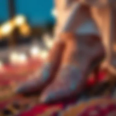 Sequinned Slippers in Evening Fashion Stylish sequinned slippers paired with elegant evening attire