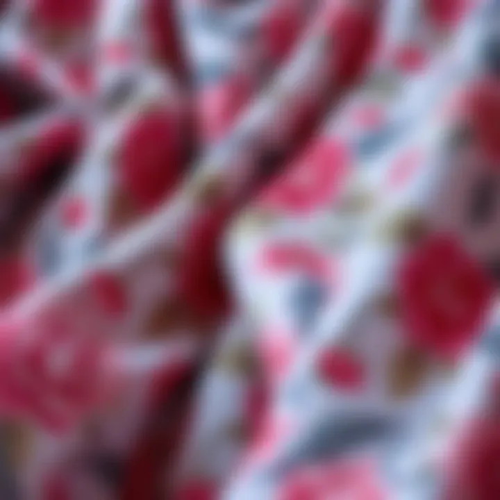 Close-up of floral fabric patterns and textures