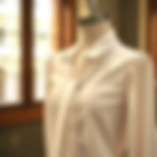 Elegant feminine white blouse draped on a mannequin