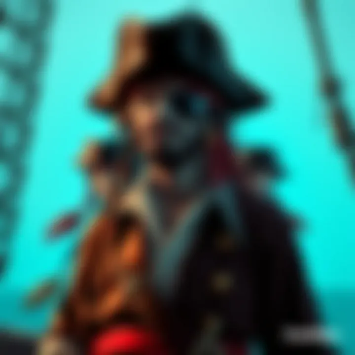 Vintage Pirate Attire Illustration A vintage illustration showcasing pirates in traditional attire with hats and eye patches.