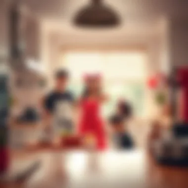 Aesthetic Cooking Outfits in a Coordinated Kitchen An aesthetically pleasing kitchen space featuring coordinated cooking outfits that enhance the ambiance