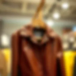 Sleek leather shacket displayed on a hanger