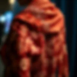 A beautifully draped sequined shawl showcasing intricate embroidery