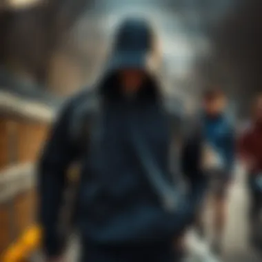 Sweat Jacket in Action During Outdoor Training Fashionable exercise sweat jacket worn during outdoor training