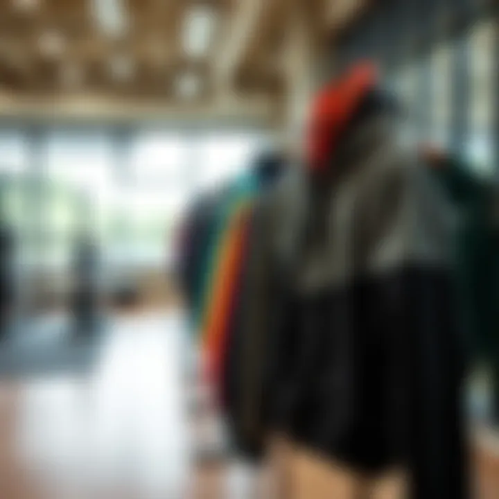 Stylish Collection of Sweat Jackets in Fitness Studio Stylish sweat jacket collection displayed in a modern fitness studio