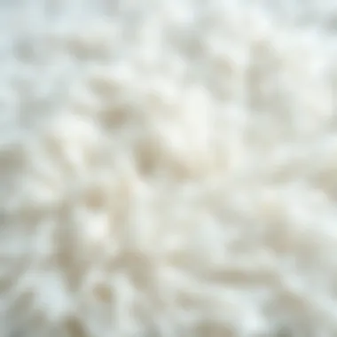 Close-up texture of a round white fluffy rug highlighting its softness