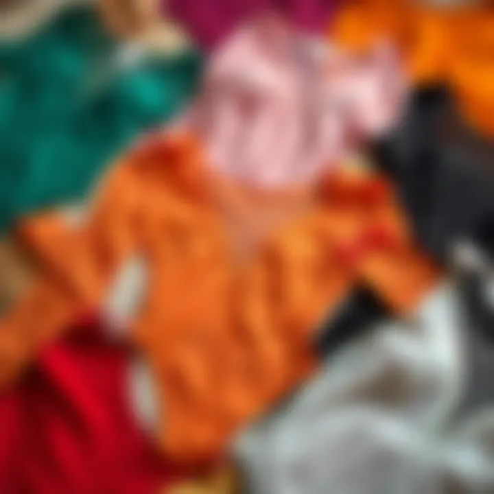 Variety of Sheer Bodysuit Colors A creative flat lay of sheer bodysuit tops in various colors