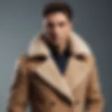 Elegant sherpa peacoat displayed on a minimalist background