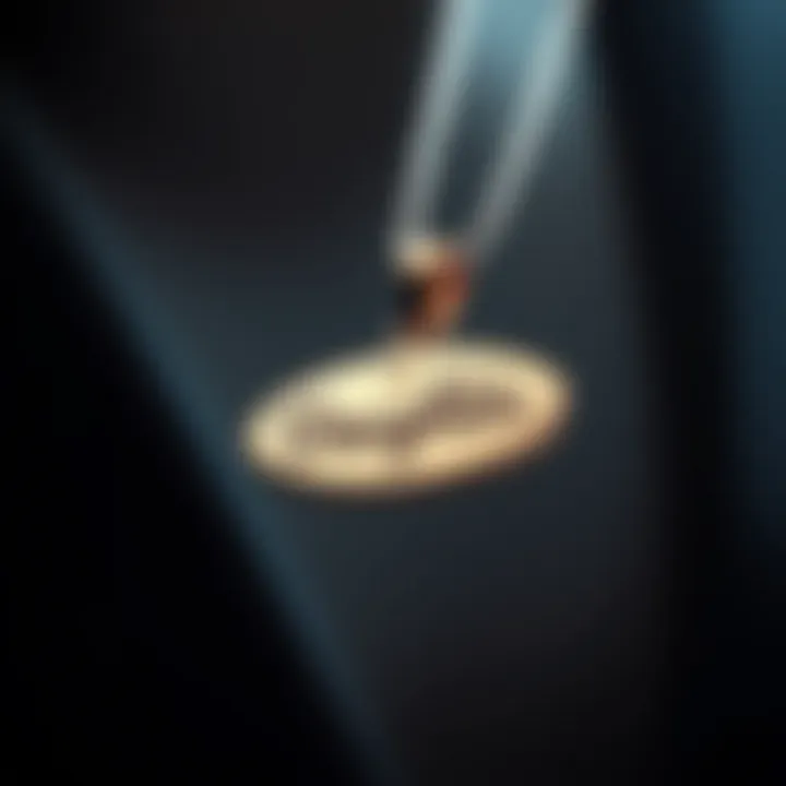 Close-up of a beautifully crafted necklace with a daughter's name inscribed