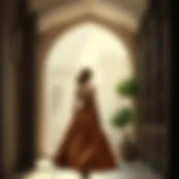 Classic elegance of a brown dress showcased in a timeless setting