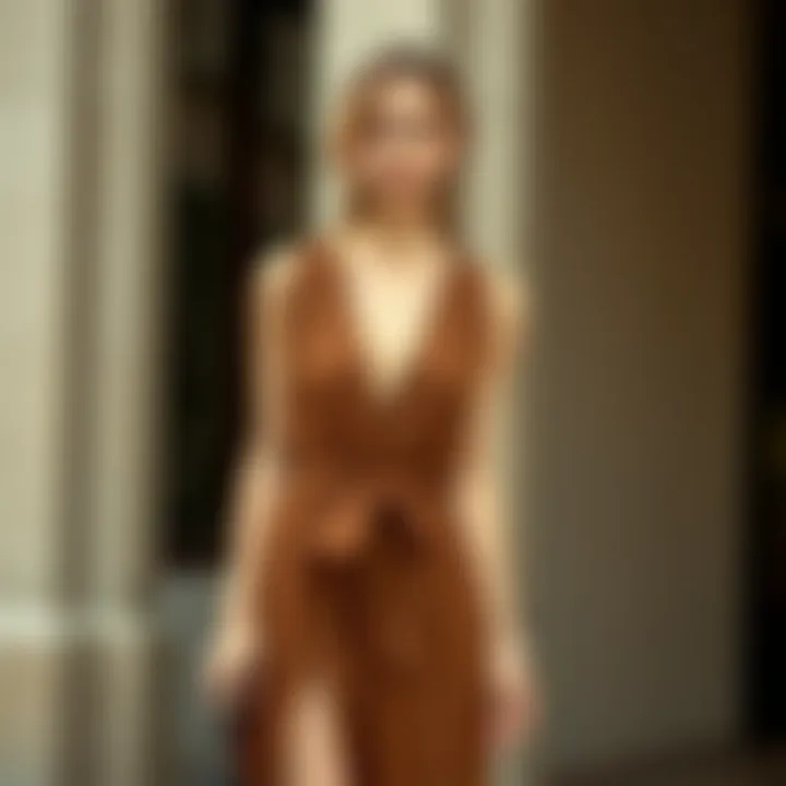 Styling options for elevating a plain brown dress in different contexts