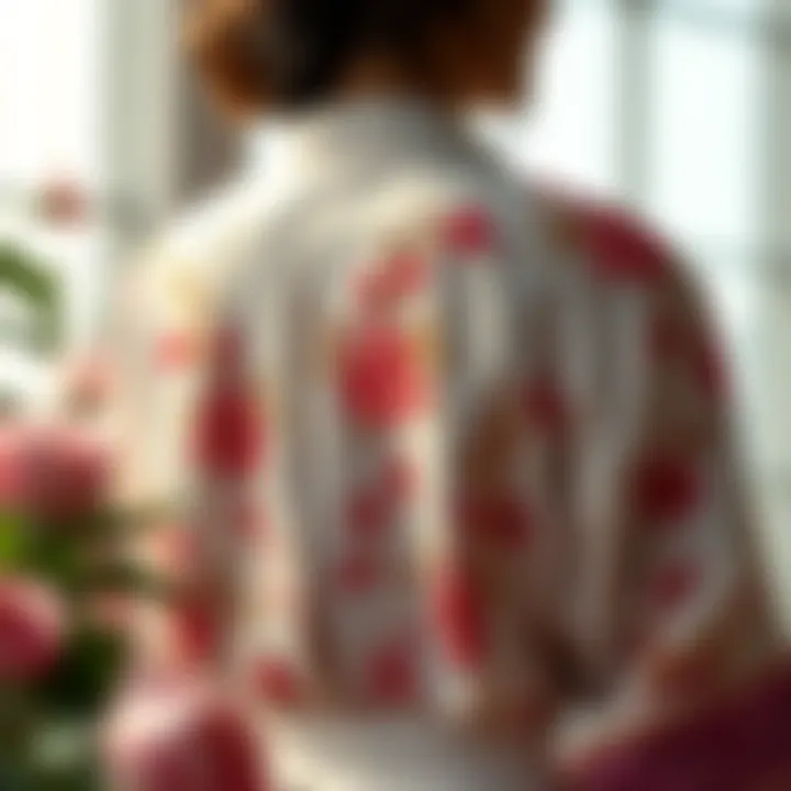 Floral Embroidery in Bridal Robes Intricate embroidery details on a bridal robe showcasing floral patterns