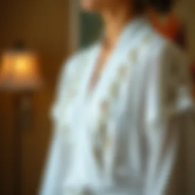 Personalized Touch in Bridal Attire A personalized bride robe displaying unique embroidery