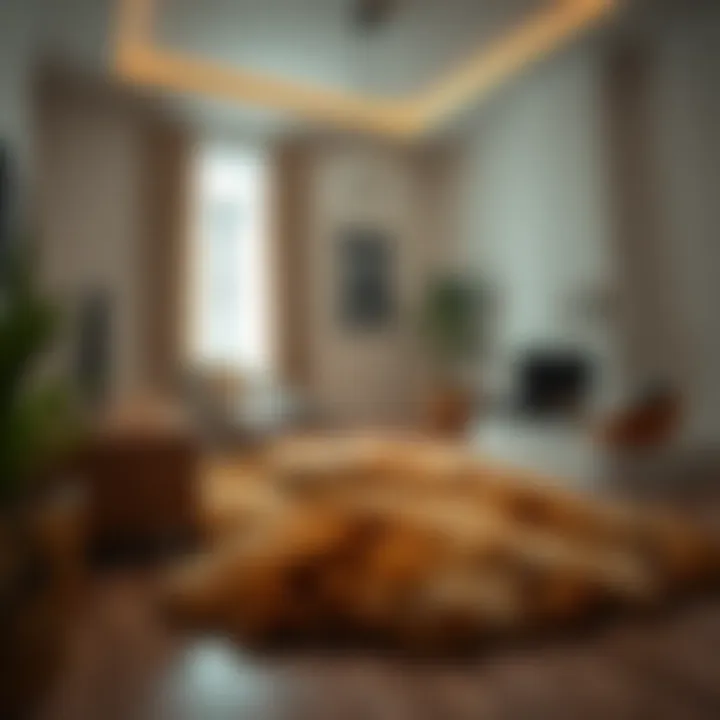 Stylish interior featuring a faux fox fur rug with modern decor