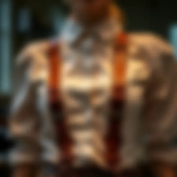 Elegant leather suspenders showcasing intricate craftsmanship