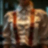 Elegance in Craftsmanship Elegant leather suspenders showcasing intricate craftsmanship