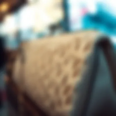 Close-up of a white clutch bag showcasing its intricate design