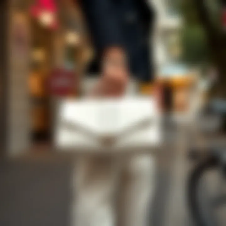 Chic styling ideas featuring a white clutch in various outfits