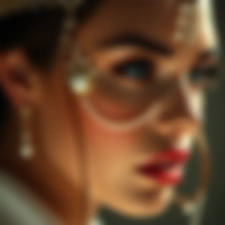 Elegance in Pearl Face Jewels Application A close-up of pearl face jewels adorning a model's visage with elegance