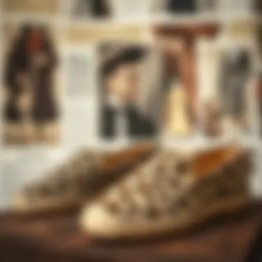 Historical Context of Leopard Espadrilles Leopard espadrilles displayed against a backdrop of fashion history