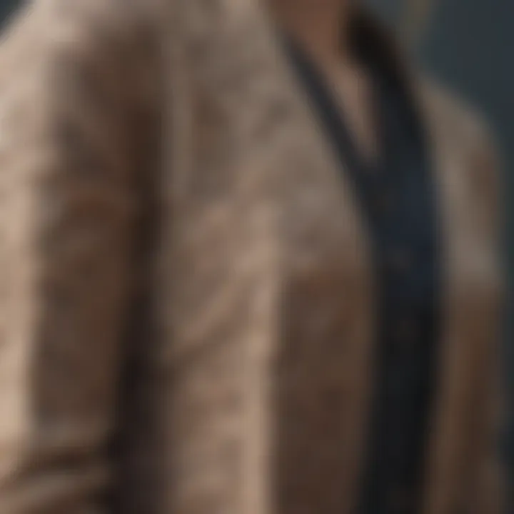 A close-up view of the intricate fabric and craftsmanship of a crop shrug cardigan