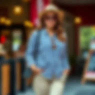 Stylish outfit featuring plus size gingham shirt paired with accessories