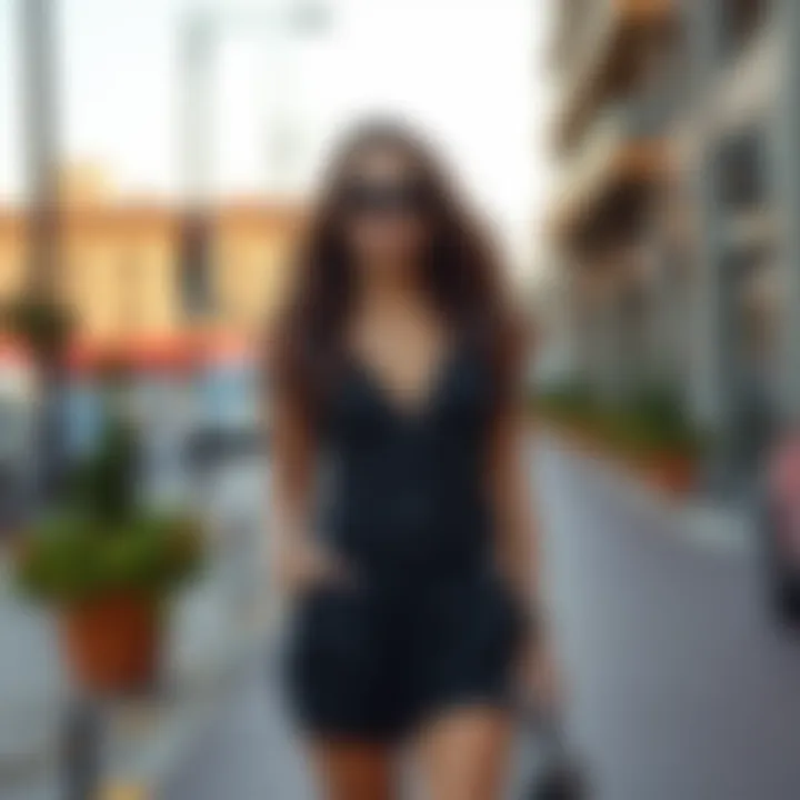 Accessorized Look with Black Romper Trendy black romper with accessories for a fashionable touch