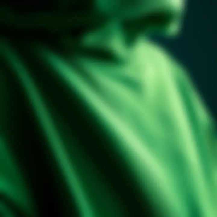Close-up of fabric texture of a green hoodie
