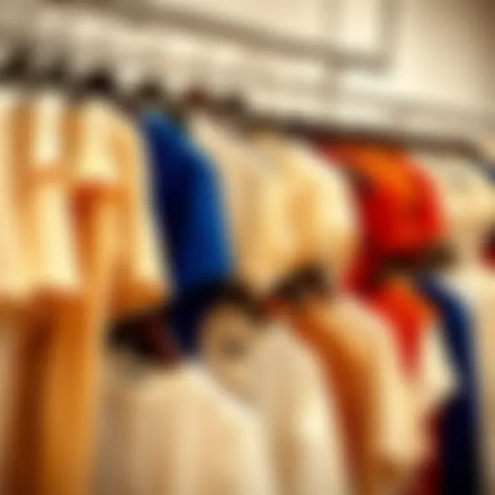 Diverse Selection of Plain Blouses A variety of plain blouses displayed on hangers in a stylish boutique.