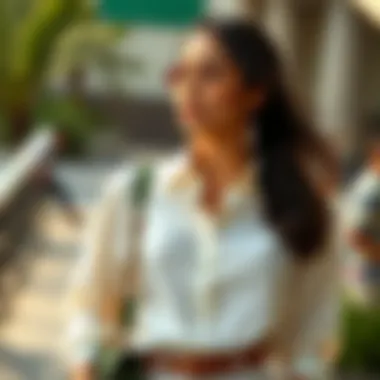 Chic Styling with Plain Blouses Fashionable individual wearing a plain blouse paired with stylish accessories.