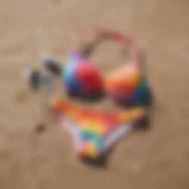 Vibrant tie dye push up bikini on a beach setting