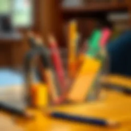 Stylish transparent pencil case filled with stationery