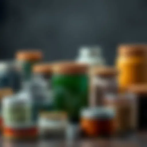 Diverse Materials and Designs of Travel Size Jars A collection of travel size jars in various materials and designs arranged aesthetically.